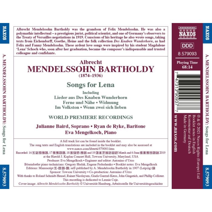 Albrecht Mendelssohn: Songs for Lena - slide-1
