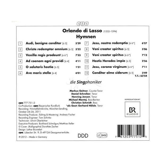 Lasso: Hymns / Die Singphoniker - slide-1