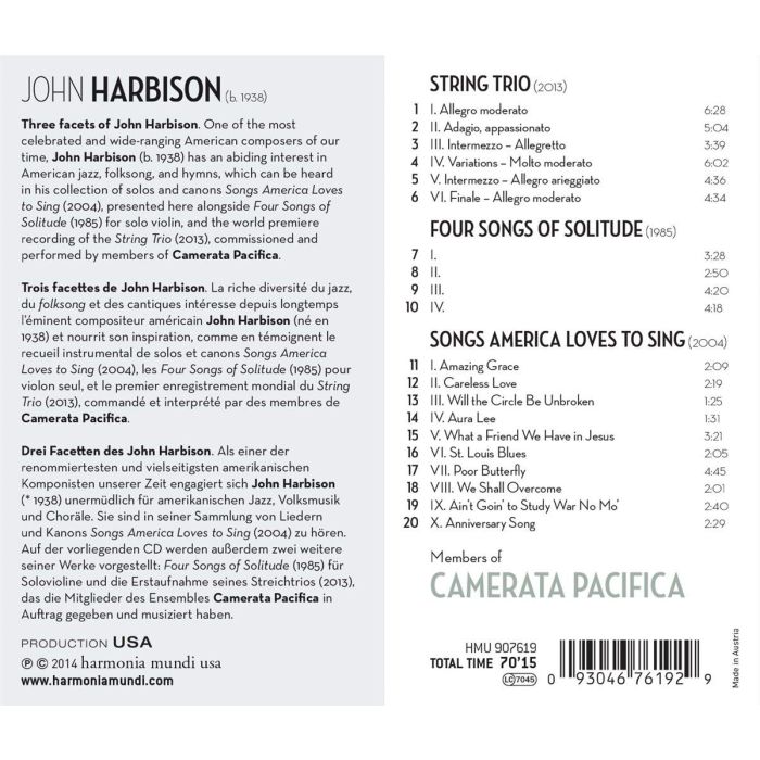 Harbison: String Trio 4 Songs of Solitude Songs America loves to sing - slide-1