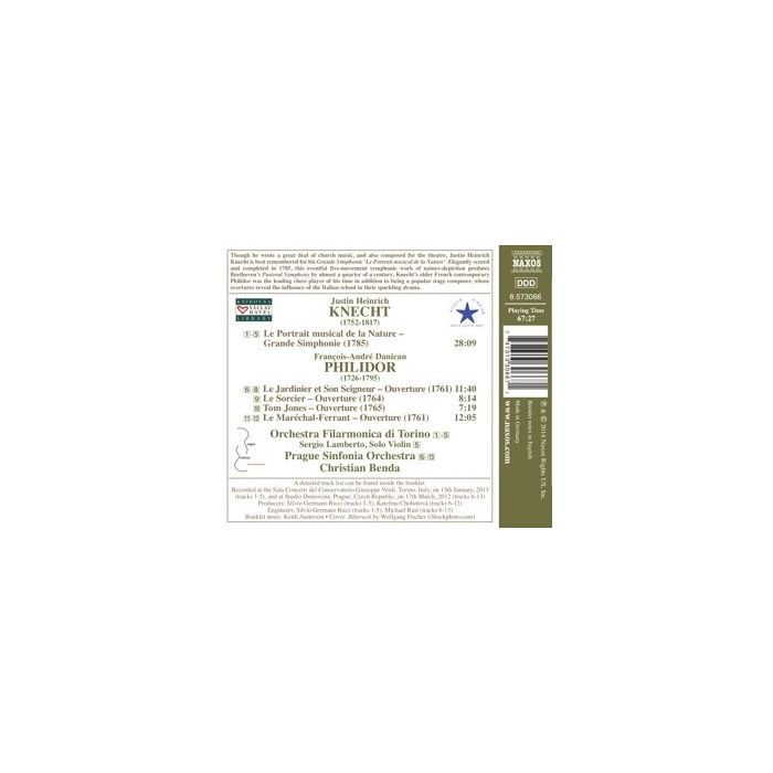 KNECHT,: Portrait musical de la Nature / PHILIDOR: Overtures - slide-1
