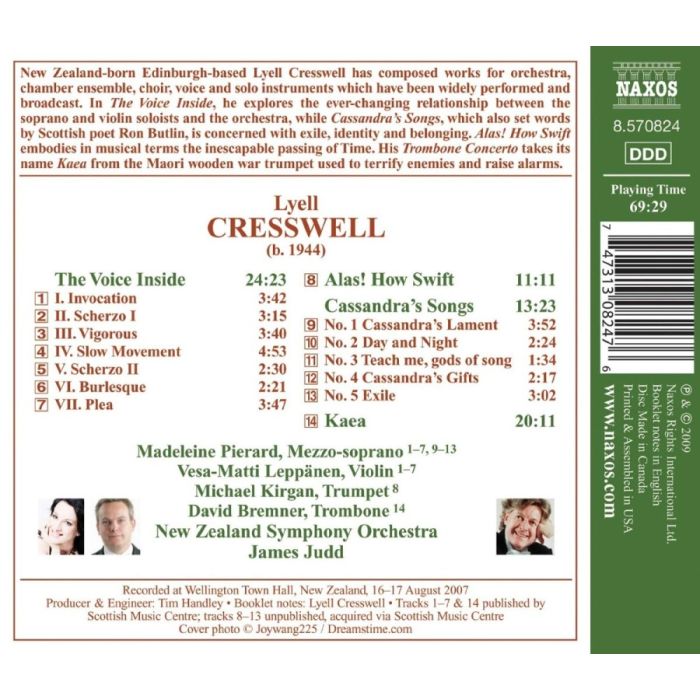 CRESSWELL: The Voice Inside; Alas! How Swift; Cassandra's Songs; Kaea - slide-1