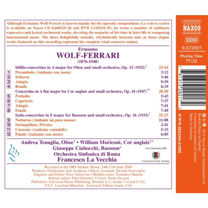 Wolf-Ferrari: Wind Concertos - obój, rożek angielski, fagot - slide-1