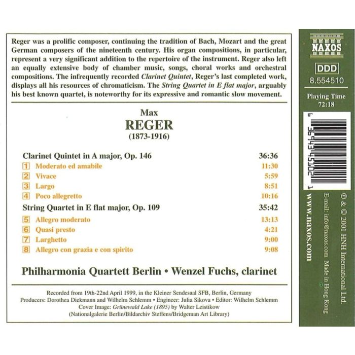 REGER: Clarinet Quintet, Op. 146; String Quartet, Op. 109 - slide-1
