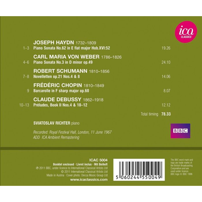 RICHTER IN LONDON - Haydn: Piano Sonata No. 62, Weber: Piano Sonata No. 3, Schumann, Chopin, Debussy - slide-1