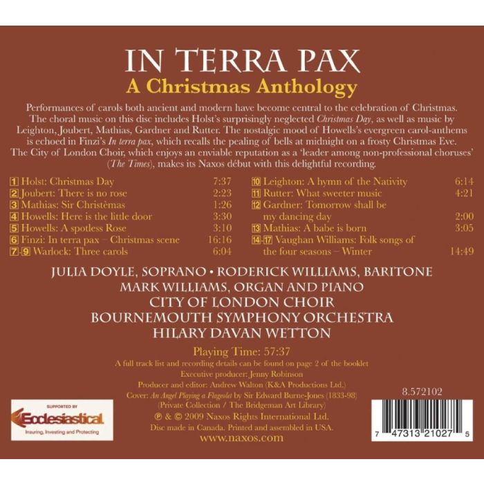IN TERRA PAX - A Christmas Anthology, music by FINZI, HOLST, HOWELLS, LEIGHTON, RUTTER, WARLOCK, V. WILLIAMS - slide-1