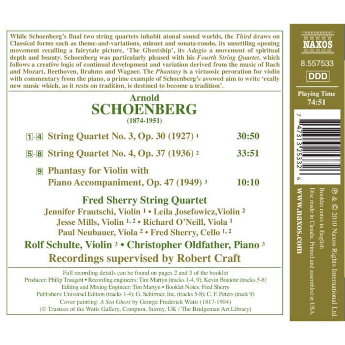 Schoenberg: String Quartets Nos. 3 and 4, Phantasy - slide-1