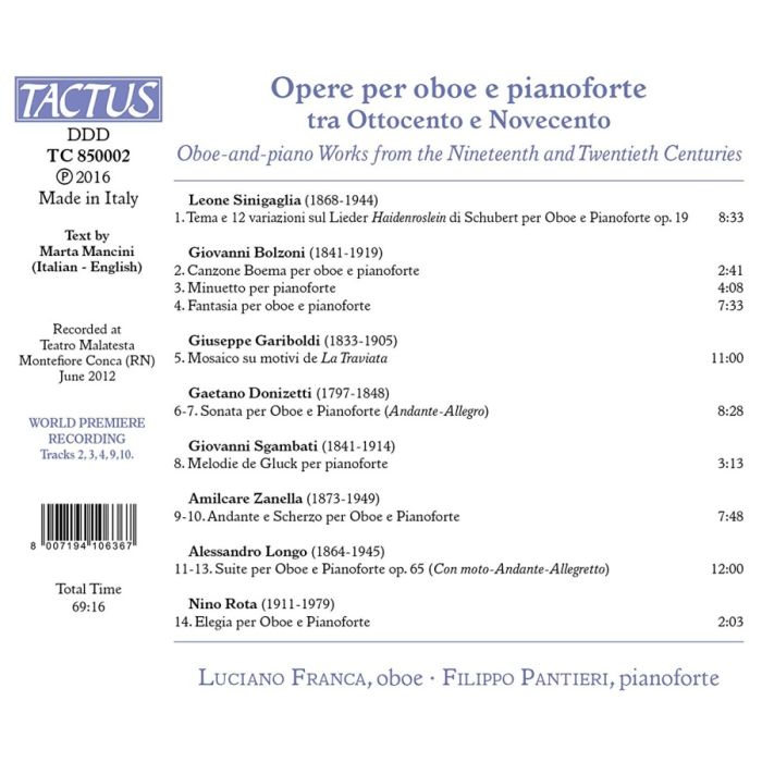 Opere per Oboe e Pianoforte – Donizetti, Gariboldi, Bolzoni… - slide-1