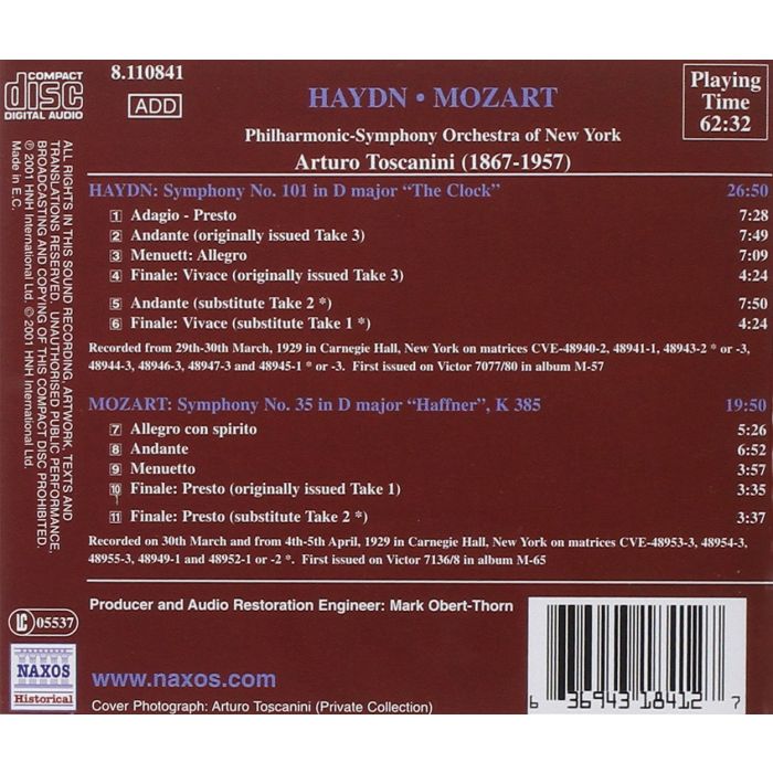 HAYDN / MOZART: Arturo Toscanini ( 1929 ) - slide-1