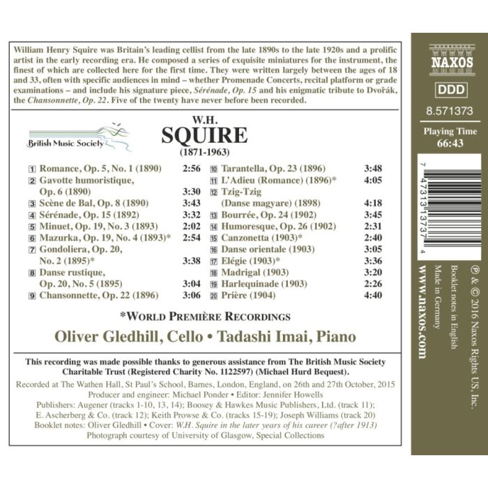 Squire: Miniatures for Cello and Piano - slide-1