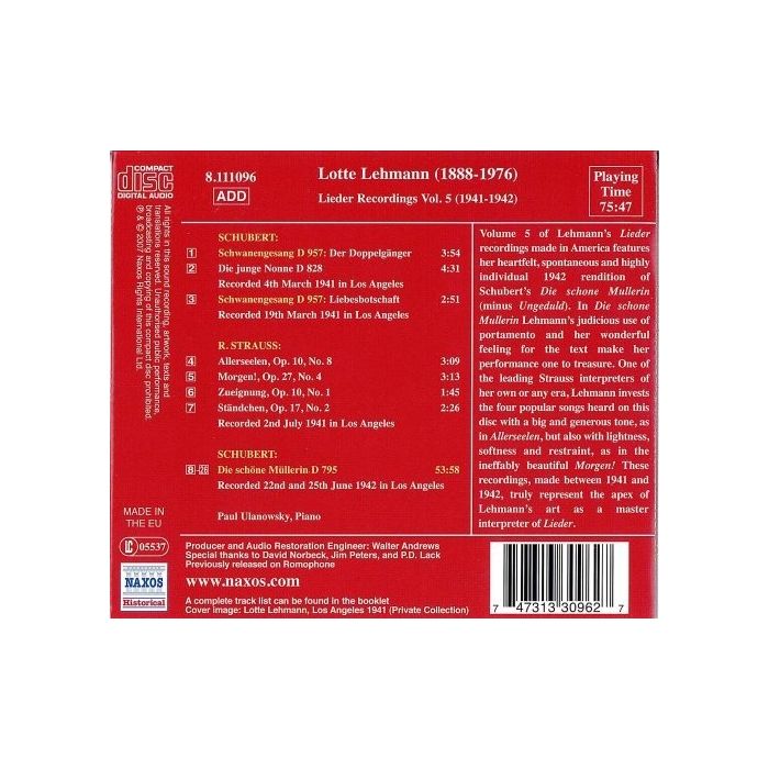 LEHMANN Lotte - Lieder Recordings Vol. 5 - slide-1