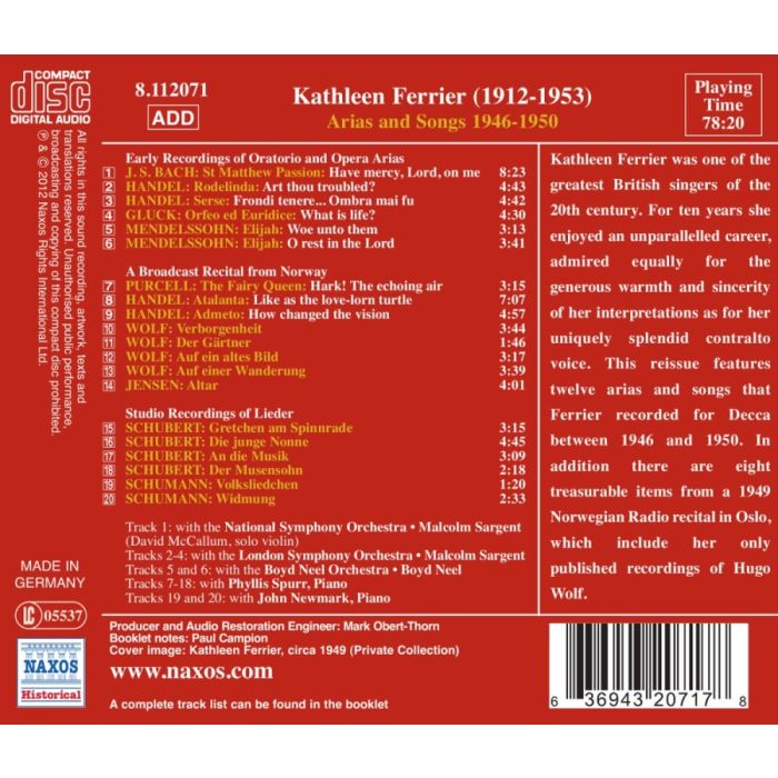 Arias and Songs 1946-1950 - Bach, Handel, Gluck, Wolf, Schubert, Schumann - slide-1