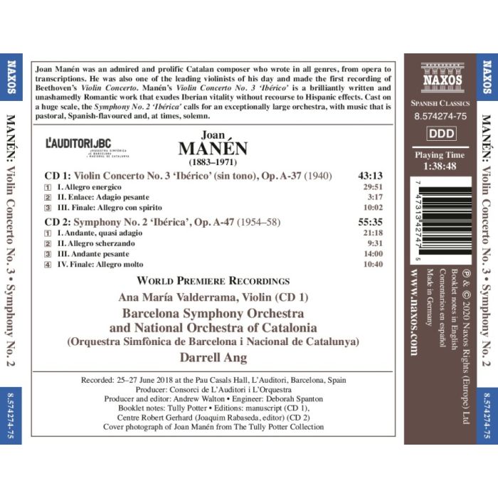 Manen: Violin Concerto No. 3 ‘Ibérico’; Symphony No. 2 ‘Ibérica’ - slide-1
