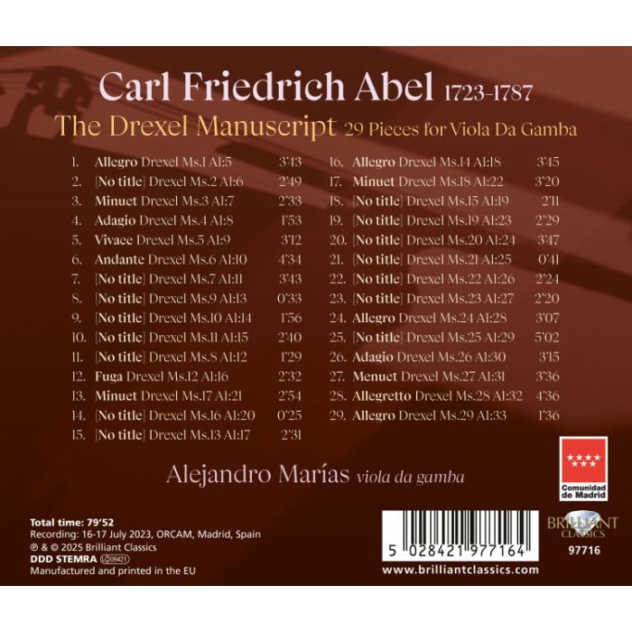 Abel: The Drexel Manuscript, 29 Pieces for Viola Da Gamba - slide-1