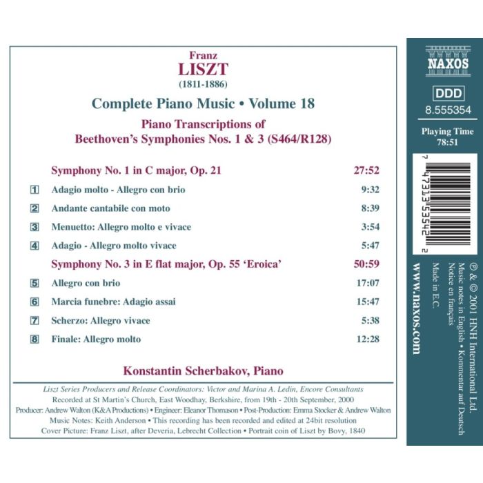 LISZT: Beethoven Symphonies Nos. 1 & 3 - Transcriptions (Liszt Complete Piano Music, Vol. 18) - slide-1