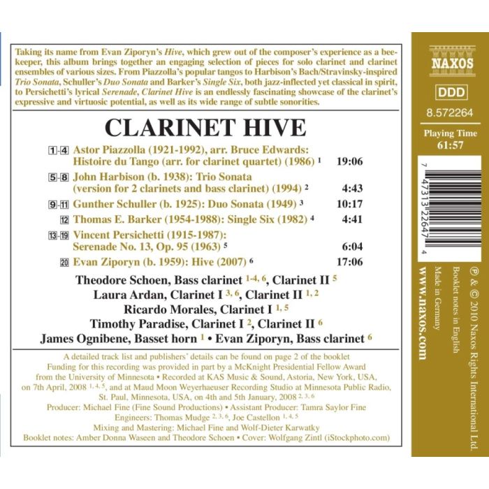 Piazzolla / Harbison / Schuller / Barker / Persichetti / Ziporyn: Clarinet Hive - slide-1