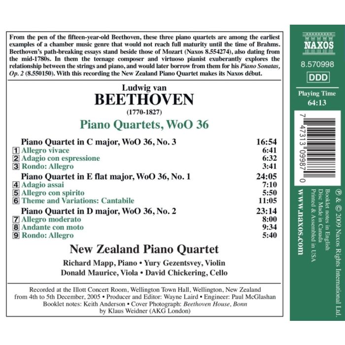 Beethoven: Piano Quartets WoO 36 Nos. 1 - 3 - slide-1
