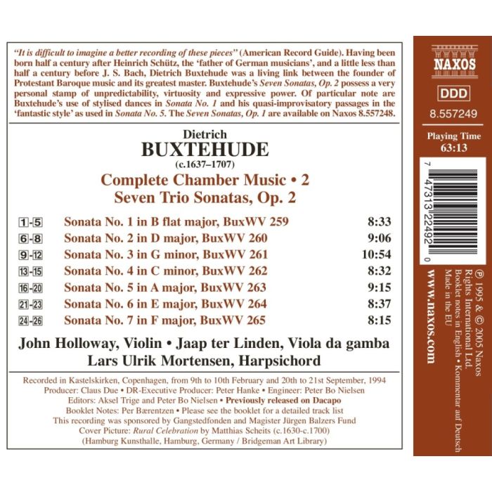 BUXTEHUDE: Chamber Music (Complete), Vol. 2 - 7 Trio Sonatas, Op. 2 - slide-1