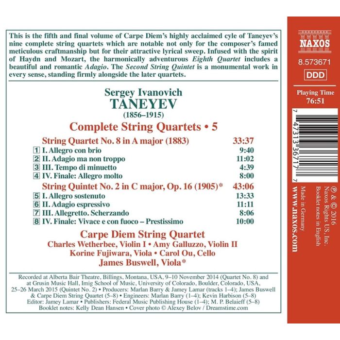 Taneyev: String Quartets Vol. 5 - slide-1