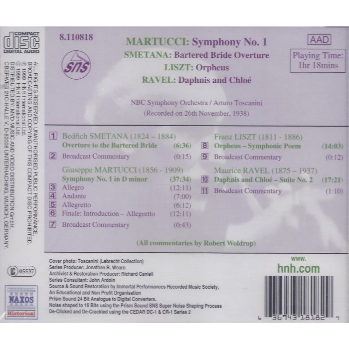 Arturo Toscanini: Liszt /  Ravel / Martucci / Smetana - slide-1