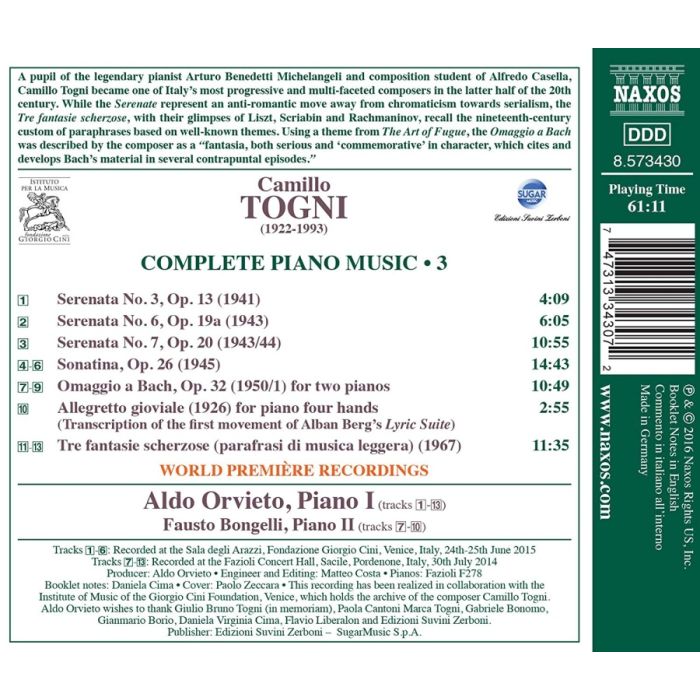 Togni: Complete Piano Music Vol. 3 - slide-1
