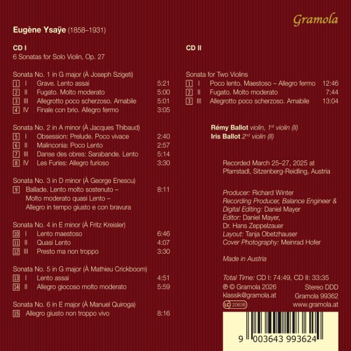 Ysaÿe: Sonatas for Solo Violin & Sonata for 2 Violins - slide-1
