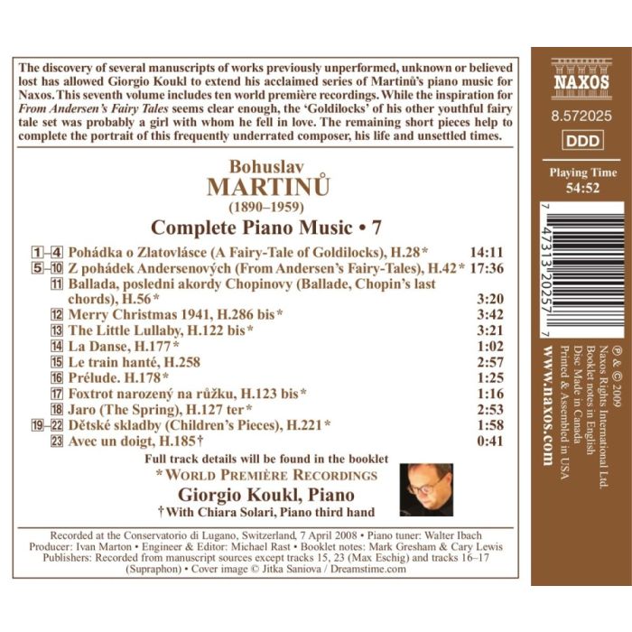 Martinu: Complete Piano Music Vol. 7 - Pohádka o Zlatovlásce, Z pohádek Andersenových - slide-1