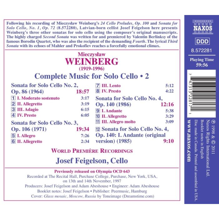 Weinberg: Complete Music for Solo Cello  Vol. 2 - Sonatas Nos. 2 - 4 - slide-1