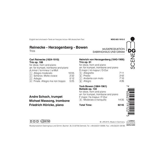 Herzogenberg; Reinecke; Bowen: Trios for Trumpet, Trombone and Piano - slide-1