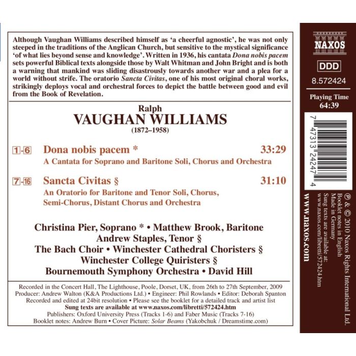 Vaughan Williams: Sancta Civitas, Dona nobis pacem - slide-1