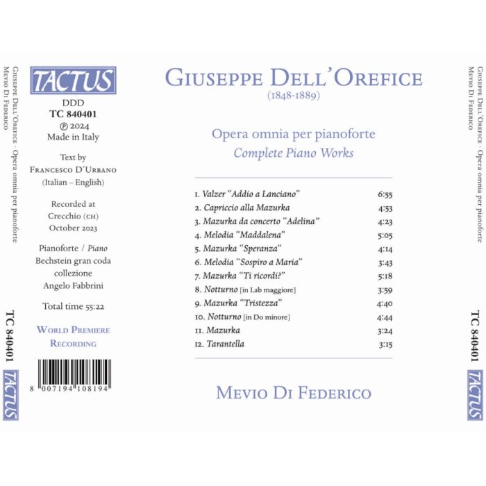 Dell’Orefice: Complete Piano Works - slide-1