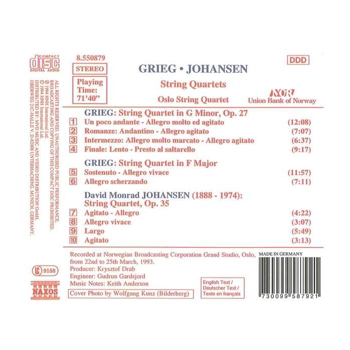 GRIEG / JOHANSEN: String Quartets - slide-1
