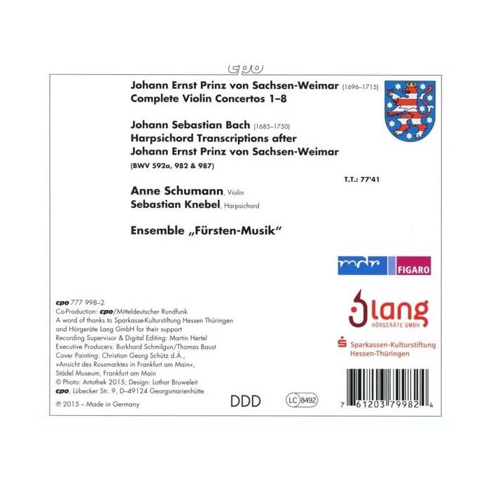 Prinz von Sachsen-Weimar: The Complete Violin Concertos, Bach: Harpsichord Transcriptions - slide-1