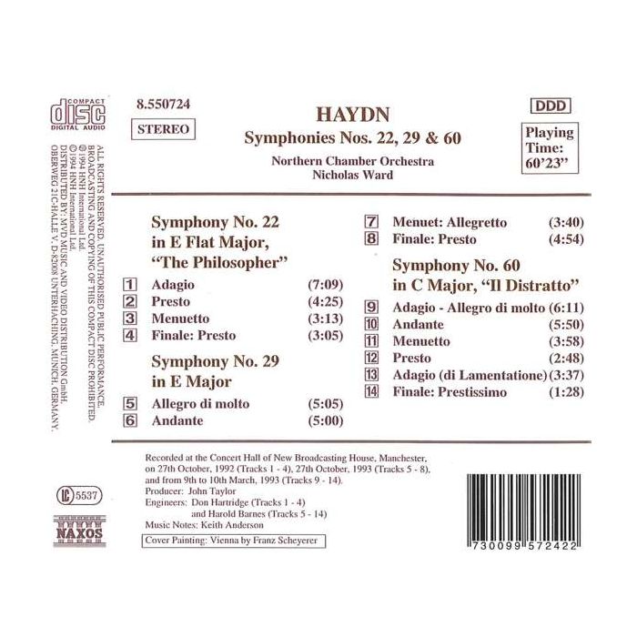 Haydn: Symphonies Vol. 9: No. 22 „The Philosopher”, No. 29, No. 60 „Il Distratto” - slide-1