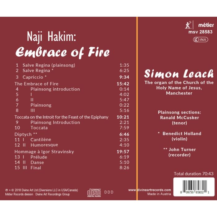 Embrace of Fire - music for organ by Naji Hakim - slide-1