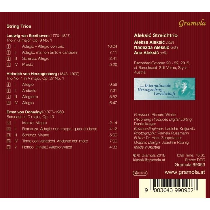 Beethoven; Herzogenberg; Dohnányi: String Trios - slide-1
