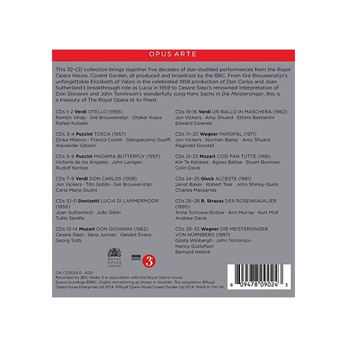 The Royal Opera - Great Performances, Recorded live 1955-1997 Otello; Don Carlos; Un Ballo in Maschera, Madama Butterfly, Lucia Di Lammermoor, Don Giovanni; Cosi Fan Tutte, Parsifal; Die Meistersinger von Nürnberg, Alceste, Der Rosenkavalier - slide-1
