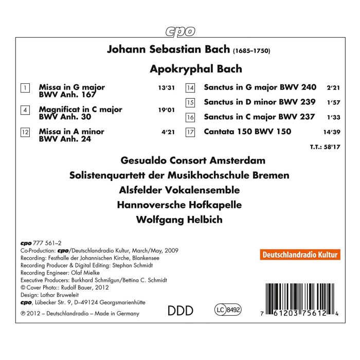 Bach: Apocryphal Masses II - Missa BWV Anh. 167 & Anh. 24, Magnificat BWV Anh. 30, Cantata BWV 150, Sanctus - slide-1