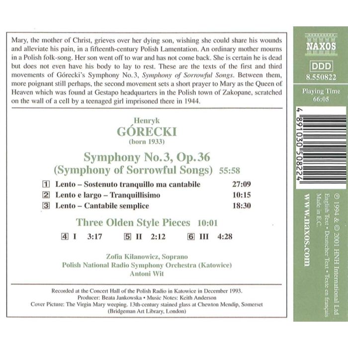 Górecki: Symfonia nr 3, Trzy utwory w dawnym stylu - slide-1