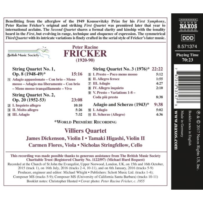Fricker: The String Quartets - slide-1