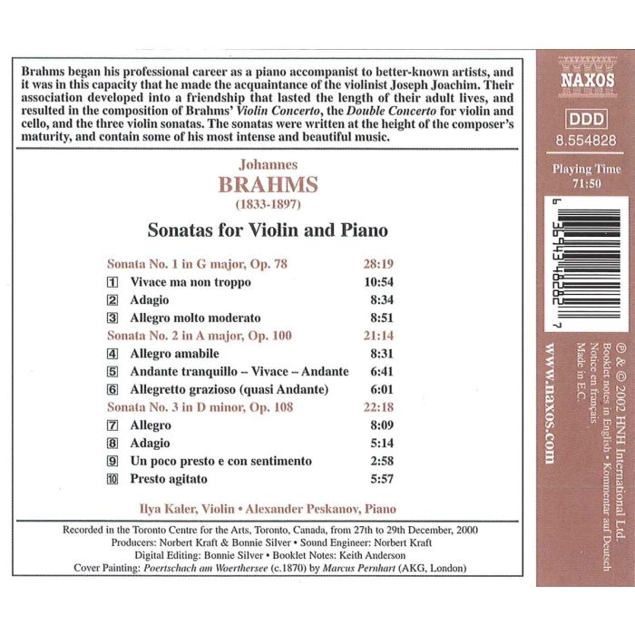 BRAHMS: Sonatas for violin and piano - slide-1