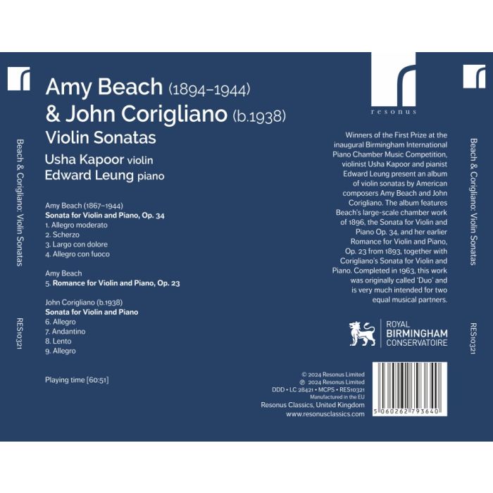 Beach & Corigliano: Violin Sonatas - slide-1