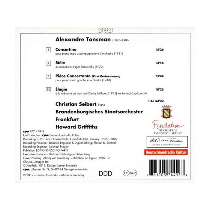 Tansman: Piano Concertino, Piece Concertante, Elegie, Stele - slide-1