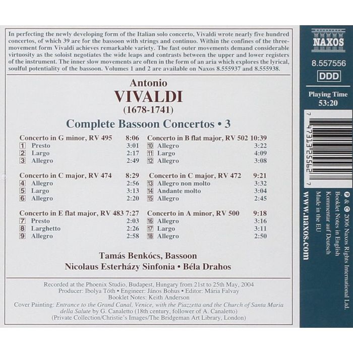 VIVALDI: Bassoon Concertos (Complete), Vol. 3 - slide-1