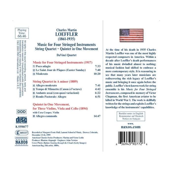 LOEFFLER: Music for 4 Stringed Instruments; String Quartet - slide-1