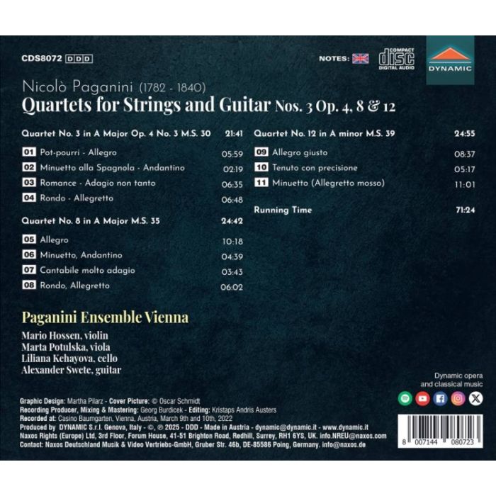 Paganini: Quartets for Strings and Guitar Nos. 3, 8 & 12 - slide-1