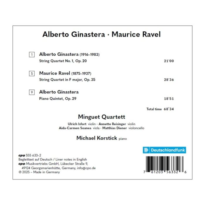 Ginastera: String Quartet; Piano Quintet; Ravel: String Quartet - slide-1