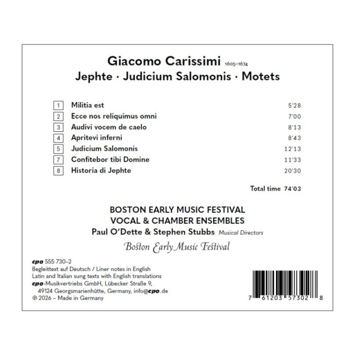 Carissimi: Jephte; Judicium Salomonis; Motets - slide-1