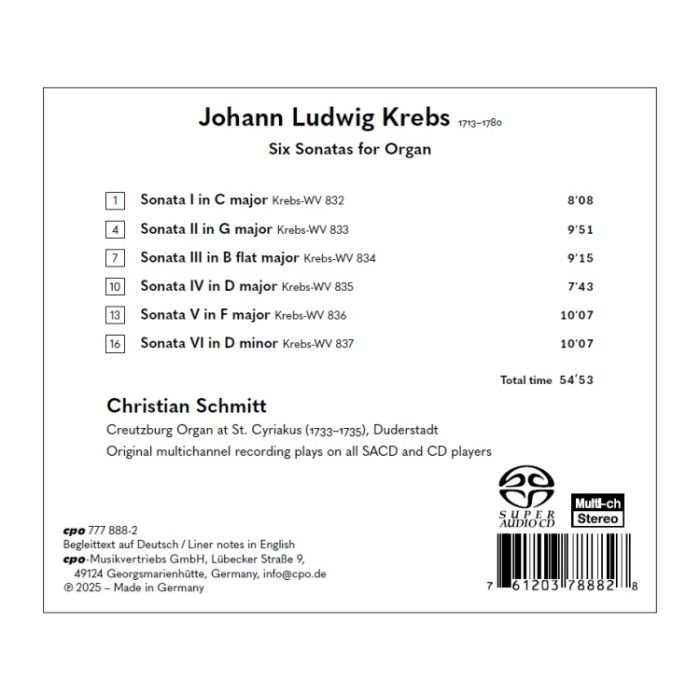 Krebs: Six Sonatas for Organ (SACD) - slide-1