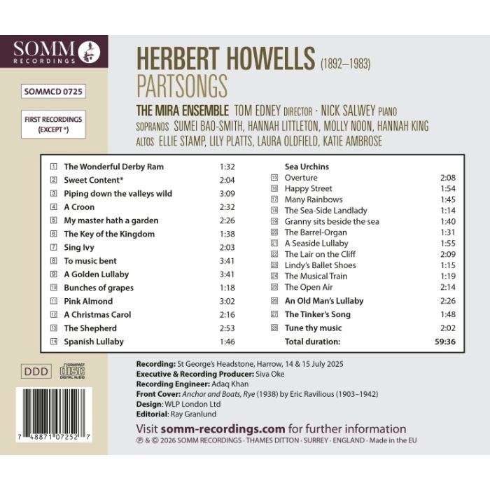 Howells: Partsongs - slide-1