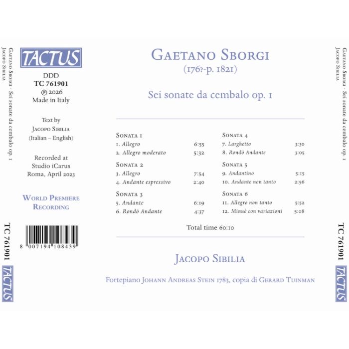 Sborgi: Sei sonate da cembalo op. 1 - slide-1